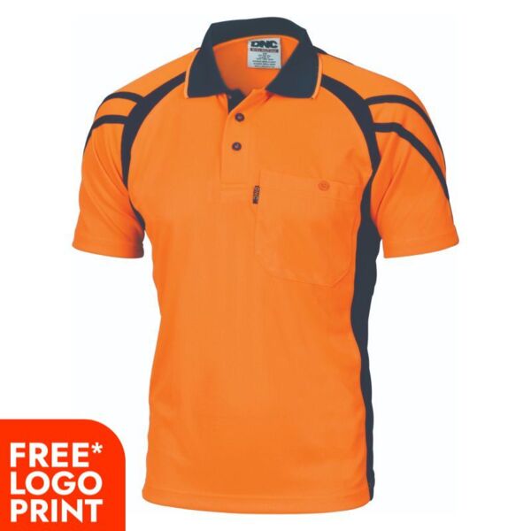 Mens Cool Breathe Stripe Panel Polo Shirt Thumbnail