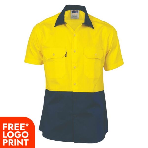 Mens HiVis Two Tone Cotton Drill Vented Shirt Thumbnail