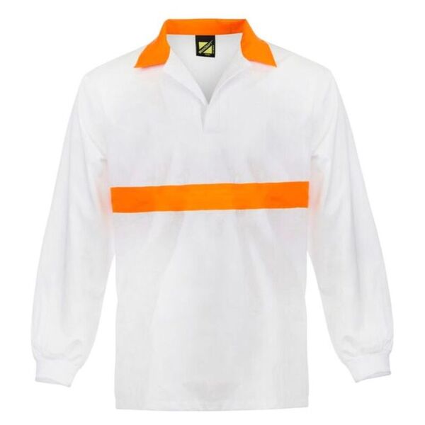 Unisex Food Industry Jac Shirt With Contrast Collar And Chestband - Long Sleeve Thumbnail